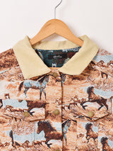 【2色展開】Meridian アニマル ゴブラン織り ショートジャケット 馬柄