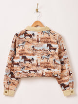 【2色展開】Meridian アニマル ゴブラン織り ショートジャケット 馬柄