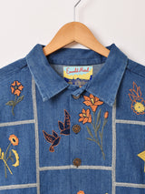 Emerald Motel パッチワーク刺繍 長袖 デニム シャツジャケット