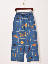 Emerald Motel パッチワーク刺繍 イージー デニムパンツ