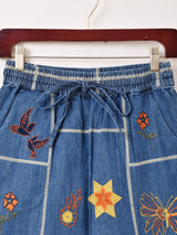 Emerald Motel パッチワーク刺繍 イージー デニムパンツ