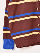 【2色展開】Meridian ボーダー柄 襟付き カーディガン