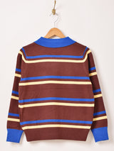 【2色展開】Meridian ボーダー柄 襟付き カーディガン