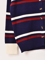 【2色展開】Meridian ボーダー柄 襟付き カーディガン