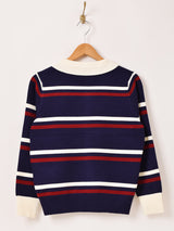 【2色展開】Meridian ボーダー柄 襟付き カーディガン