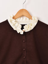 【3色展開】Meridian バイカラー フリル カーディガン