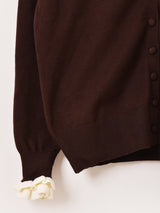 【3色展開】Meridian バイカラー フリル カーディガン