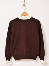 【3色展開】Meridian バイカラー フリル カーディガン