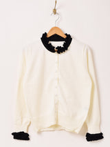 【3色展開】Meridian バイカラー フリル カーディガン