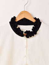 【3色展開】Meridian バイカラー フリル カーディガン