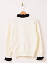 【3色展開】Meridian バイカラー フリル カーディガン