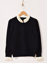 【3色展開】Meridian バイカラー フリル カーディガン