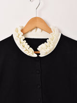 【3色展開】Meridian バイカラー フリル カーディガン