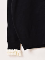 【3色展開】Meridian バイカラー フリル カーディガン