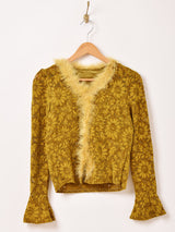 【2色展開】Meridian ベロア×レース ファー 長袖カットソー