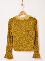 【2色展開】Meridian ベロア×レース ファー 長袖カットソー