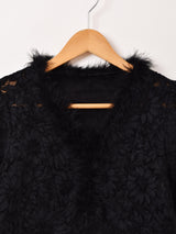 【2色展開】Meridian ベロア×レース ファー 長袖カットソー