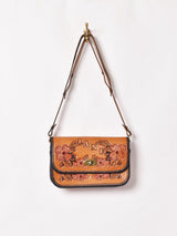 70's 型押し レザー ショルダーバッグ