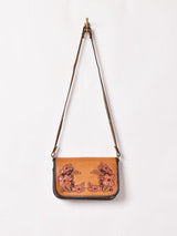 70's 型押し レザー ショルダーバッグ