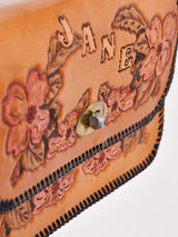 70's 型押し レザー ショルダーバッグ