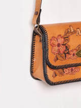 70's 型押し レザー ショルダーバッグ