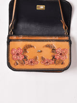 70's 型押し レザー ショルダーバッグ