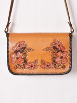 70's 型押し レザー ショルダーバッグ