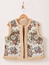 【2色展開】Elcamino 花柄 ゴブラン織り ボアベスト