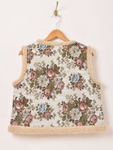 【2色展開】Elcamino 花柄 ゴブラン織り ボアベスト