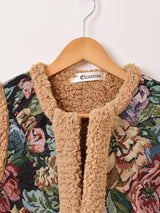 【2色展開】Elcamino 花柄 ゴブラン織り ボアベスト