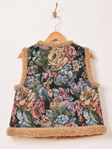 【2色展開】Elcamino 花柄 ゴブラン織り ボアベスト