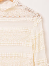 【2色展開】Meridian 長袖 タートルネック フリルスリーブ レースカットソー