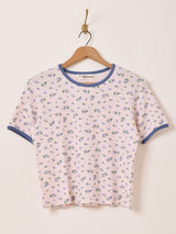 【3色展開】Elcamino 花柄 ワッフルTシャツ