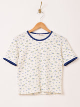 【3色展開】Elcamino 花柄 ワッフルTシャツ