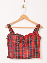 【2色展開】Meridian チェック柄 レースアップ ビスチェ