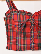 【2色展開】Meridian チェック柄 レースアップ ビスチェ