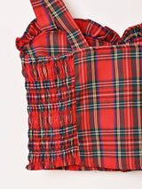 【2色展開】Meridian チェック柄 レースアップ ビスチェ