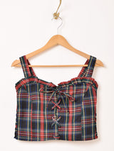 【2色展開】Meridian チェック柄 レースアップ ビスチェ