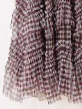 【2色展開】Meridian ギンガムチェック柄 フリル チュールスカート