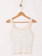 【4色展開】Meridian レース リブ キャミソール