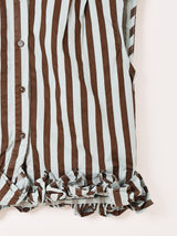 【3色展開】Elcamino ストライプ柄 フリルヘム ノースリーブシャツ