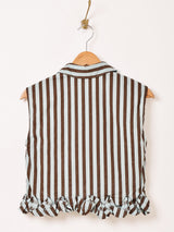 【3色展開】Elcamino ストライプ柄 フリルヘム ノースリーブシャツ