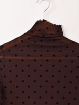 【3色展開】Meridian ドット柄 長袖 シアーカットソー