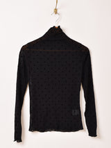 【3色展開】Meridian ドット柄 長袖 シアーカットソー