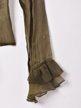 長袖シアーリボンブラウス