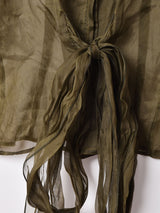 長袖シアーリボンブラウス