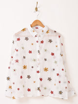 【3色展開】Meridian 花柄 刺繍 シアー 長袖シャツ