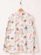 Backers 総柄 ピザ柄 長袖 オープンカラーシャツ