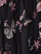 【2色展開】Meridian バタフライ柄 刺繍 チュールスカート