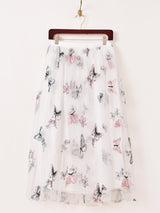 【2色展開】Meridian バタフライ柄 刺繍 チュールスカート